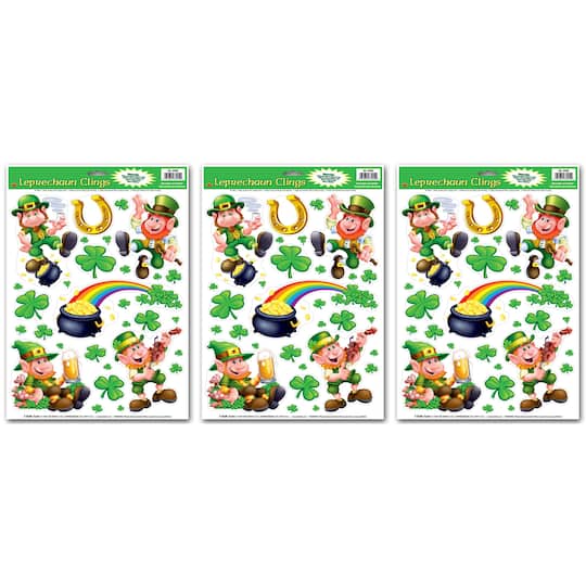 Beistle Leprechaun & Shamrock Clings Sheets, 3ct.